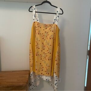 ZARA flower print asymetric yellow dress. Perfect Condition. Size M